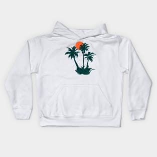 Minimalist Abstract Nature Art #33 Palm Tree in A Tropical Island Beach Kids Hoodie